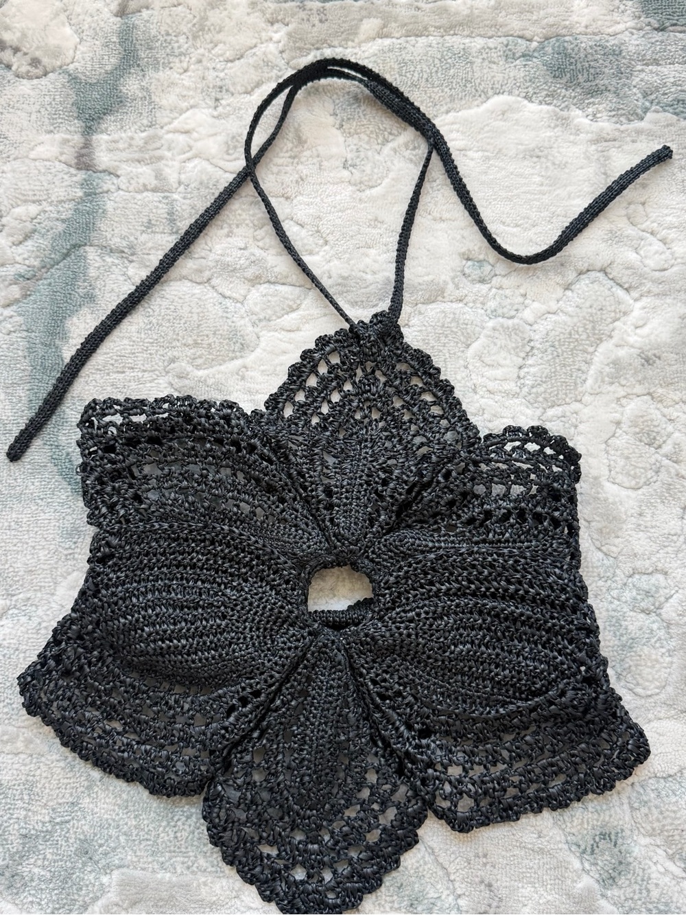 Cult Gaia - Hand-Crocheted Black Floral Halter Top